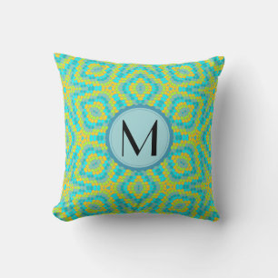 Coussin Monogramme Moderne Colorée Étoiles Motif