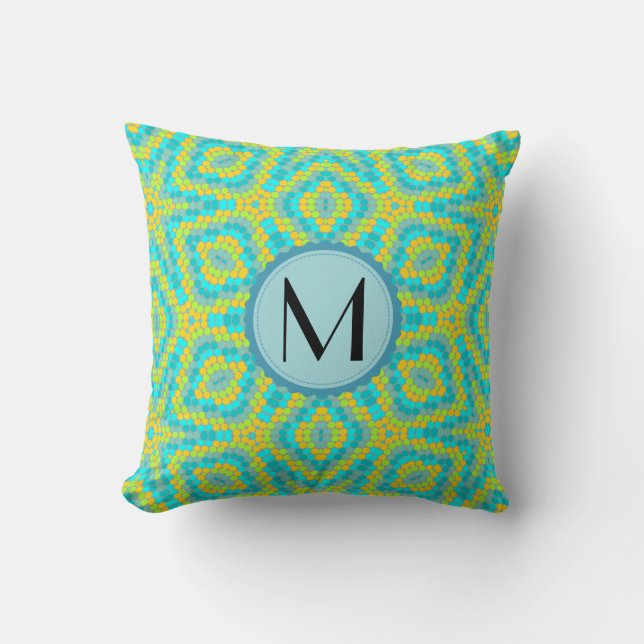 Coussin Monogramme Moderne Colorée Étoiles Motif (Recto)