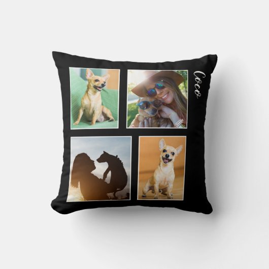 Coussin Monogramme moderne | de collage de photo (Recto)
