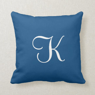Coussin Monogramme moderne élégant, classique et bleu sur