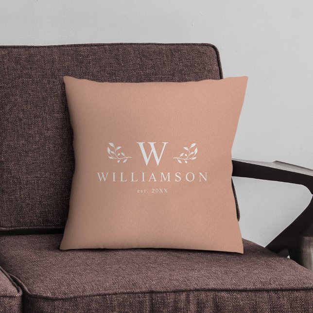 Coussin Monogramme moderne élégant personnalisé Nom de fam (Créateur téléchargé)