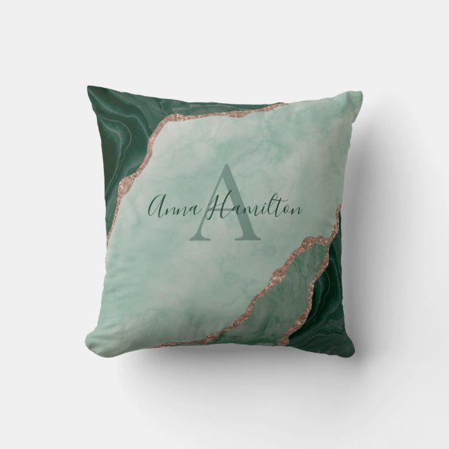 Coussin Monogramme moderne Emerald Green Agate (Recto)