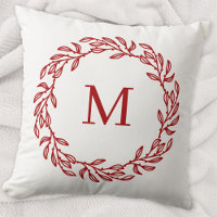 Monogramme moderne Feuille rouge initiale et couro