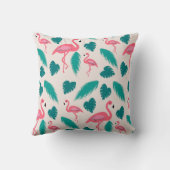 Coussin Monogramme Moderne Flamant Rose Feuilles Tropicale (Verso)