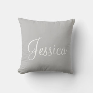 Coussin Monogramme moderne gris blanc
