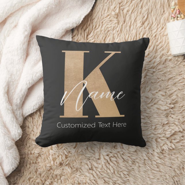 Coussin Monogramme moderne Initiale K & Nom Personnalisé (Couverture)