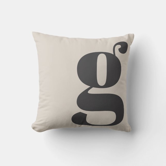Coussin Monogramme Moderne Lettre Initiale Crème Beige (Recto)