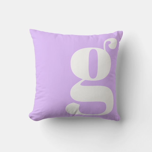 Coussin Monogramme Moderne Lettre Initiale Lavande Pastel (Recto)