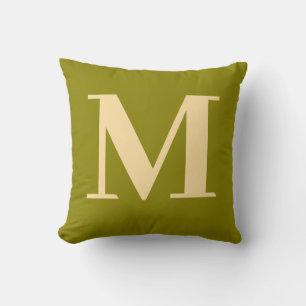 Coussin Monogramme Moderne Minimaliste Vert Jaune