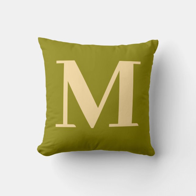 Coussin Monogramme Moderne Minimaliste Vert Jaune (Recto)