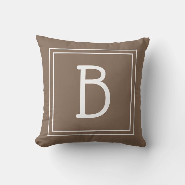 Coussin Monogramme moderne Monogramme Initiale Brown & Bla (Recto)