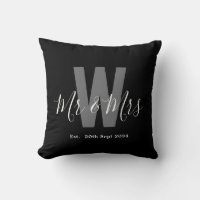 Monogramme Moderne Monsieur Madame Date Noir Blanc