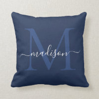 Monogramme moderne Nom Élégant Chic Script Marine 