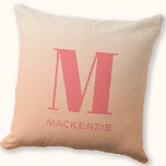 Coussin Monogramme moderne Nom initial Peach Gradient<br><div class="desc">La typographie moderne minimaliste monogramme design de nom initial qui peut être modifié pour personnaliser sur un arrière - plan de gradient de pêche.</div>