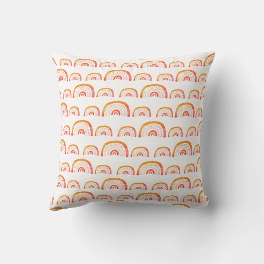 Coussin Monogramme Moderne Orange Aquarelle Rainbow (Verso)
