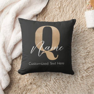 Coussin Monogramme moderne Q & Nom initial Personnalisé