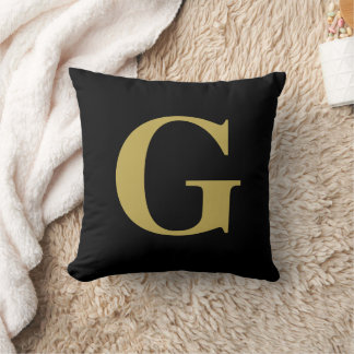Coussin Monogramme moderne simple noir et or