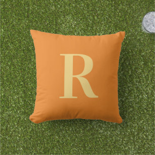Coussin Monogramme Moderne Simple Orange