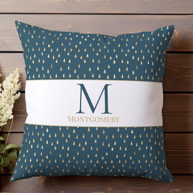 Coussin Monogramme Moderne Tendance Goutte de Pluie Sarcel (Créateur téléchargé)