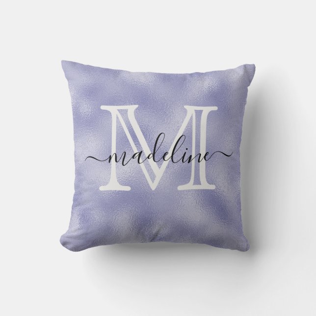 Coussin Monogramme moderne violet à huile violette (Recto)