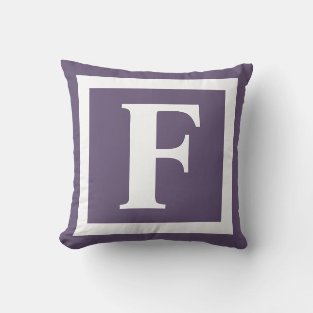 Coussin Monogramme moderne violet initial minimal (Recto)