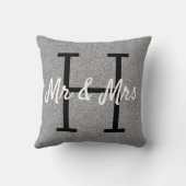 Coussin Monogramme Motif Abstrait gris argenté (Verso)