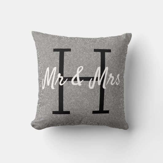 Coussin Monogramme Motif Abstrait gris argenté (Recto)