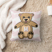 Coussin Monogramme Motif de l'ours en peluche rose mou (Couverture)