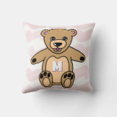 Coussin Monogramme Motif de l'ours en peluche rose mou (Verso)