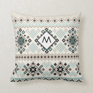 Coussin Monogramme Motif de pointillés de croix nordique