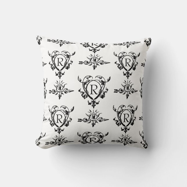 Coussin Monogramme Motif Gothique Coeur Et Flèche (Recto)