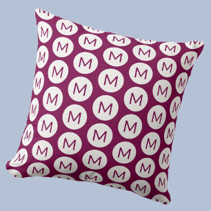 Coussin Monogramme Motif initial de point rose personnalis