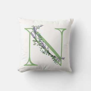 Coussin Monogramme N Lavande Eucalyptus