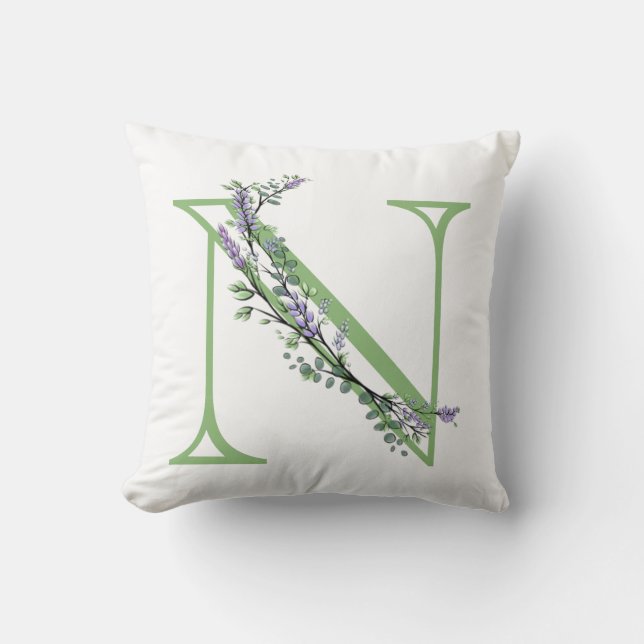 Coussin Monogramme N Lavande Eucalyptus (Recto)