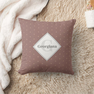 Coussin Monogramme Neutres géométriques chauds Pois Brown