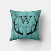 Coussin Monogramme noir en bois turquoise d'Antler de (Verso)