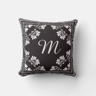 Coussin Monogramme noir et blanc de Bandanna