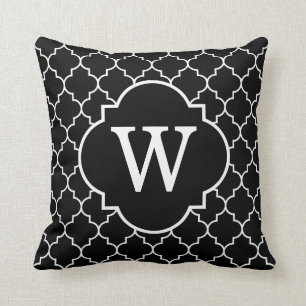 Coussin Monogramme noir et blanc de Quatrefoil