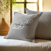 Coussin Monogramme noir et blanc en écriture fantaisie gri