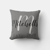 Coussin Monogramme noir et blanc moderne (Recto)