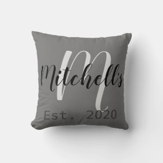 Coussin Monogramme noir et blanc moderne