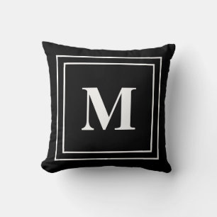 Coussin Monogramme noir et blanc moderne