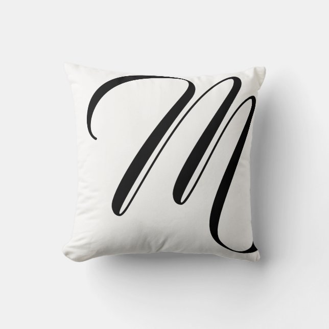 Coussin Monogramme Noir Et Blanc Moderne (Recto)