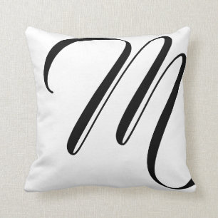 Coussin Monogramme Noir Et Blanc Moderne