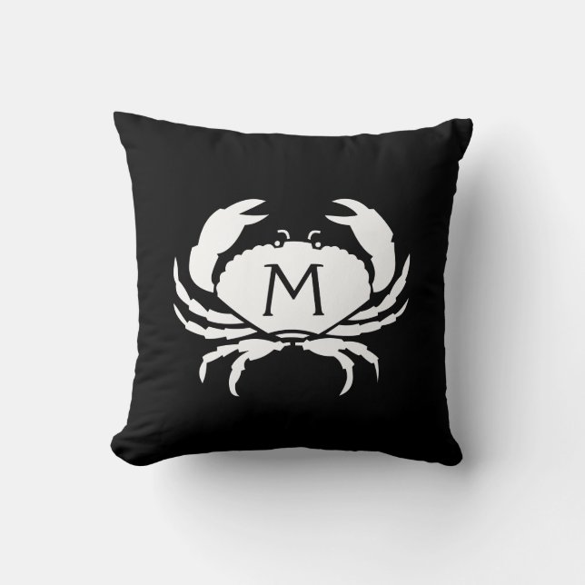 Coussin Monogramme noir et blanc nautique bilatéral de (Recto)