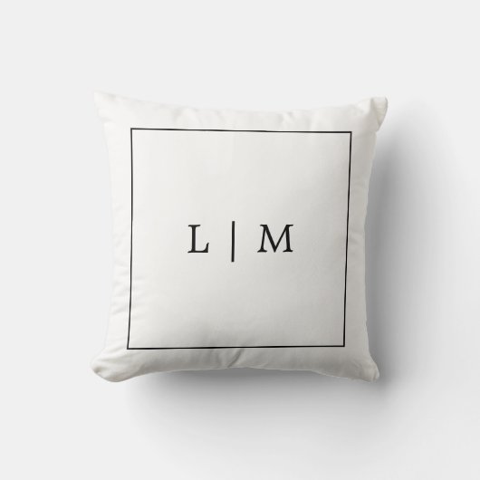 Coussin Monogramme noir et blanc Simple Classic Minimalist (Recto)