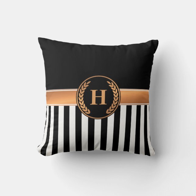 Coussin Monogramme noir et or (Recto)