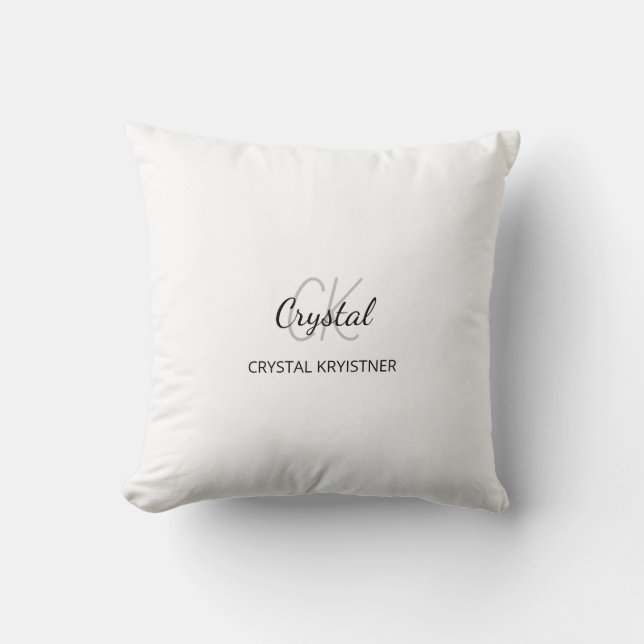 Coussin Monogramme noir minimaliste simple (Recto)