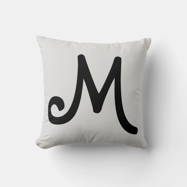 Coussin Monogramme noir sur gris argenté (Recto)