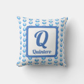 Coussin Monogramme Nom Bright Blue Polka Point initial (Recto)